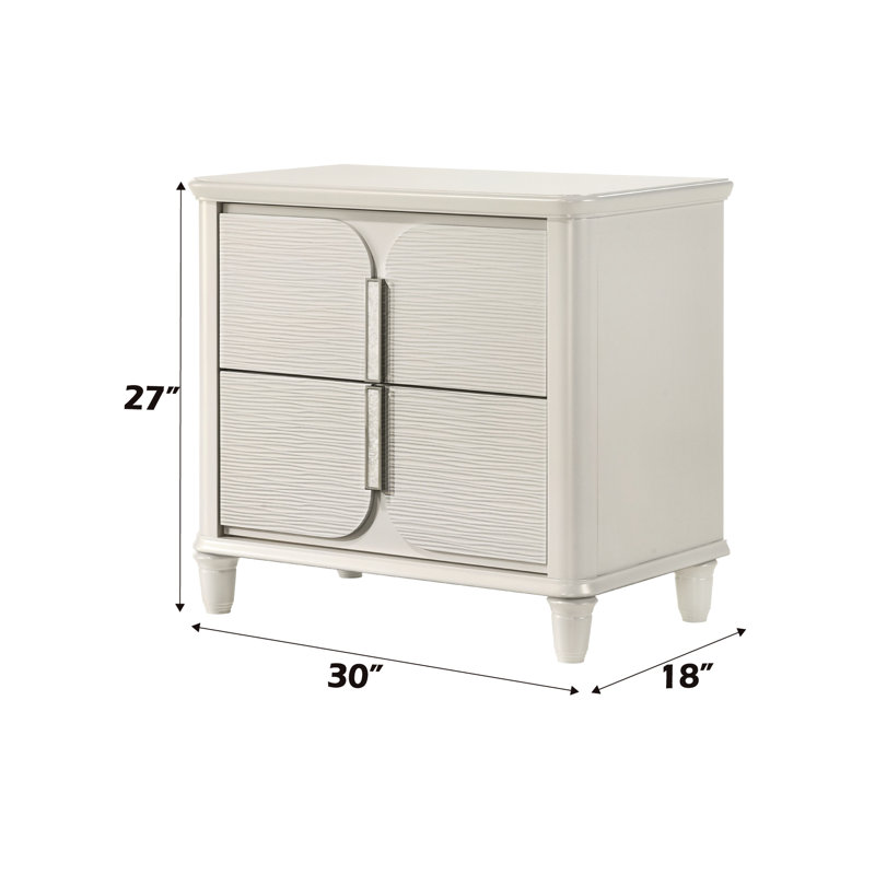 Table de chevet avec finition blanc perle