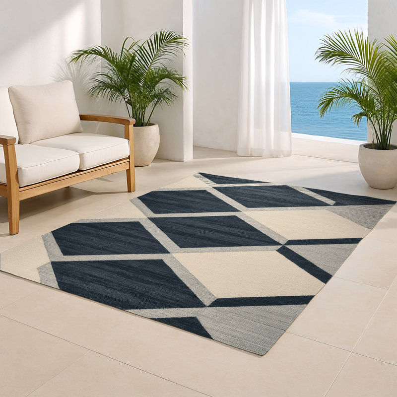 Tapis d'intérieur et d'extérieur à carreaux gris, Rectangulaire 2 pi x 3 pi