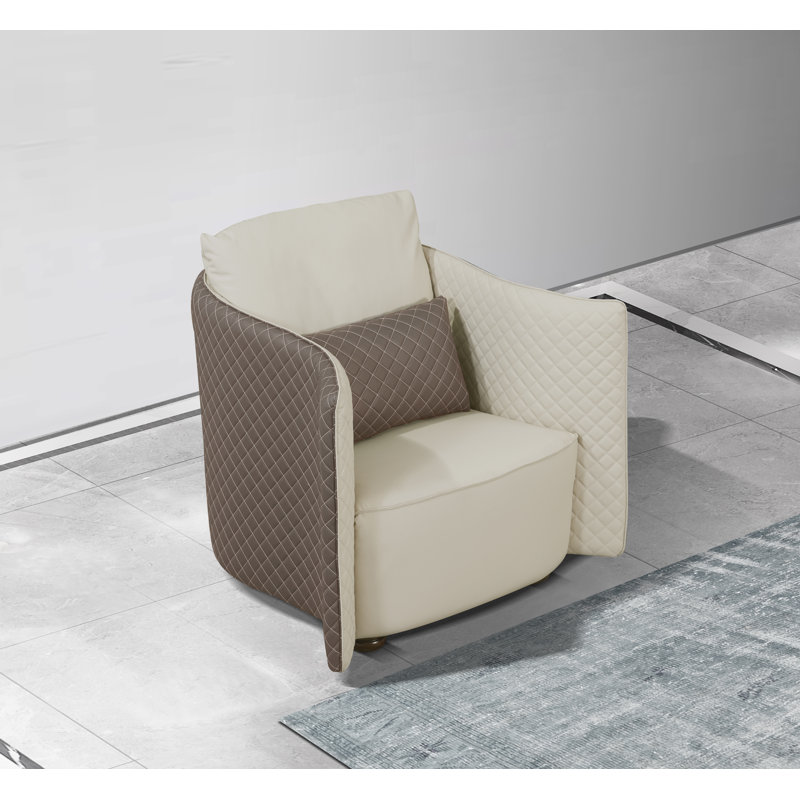 Makassar Armchair, Lite Gray/Taupe Genuine Leather