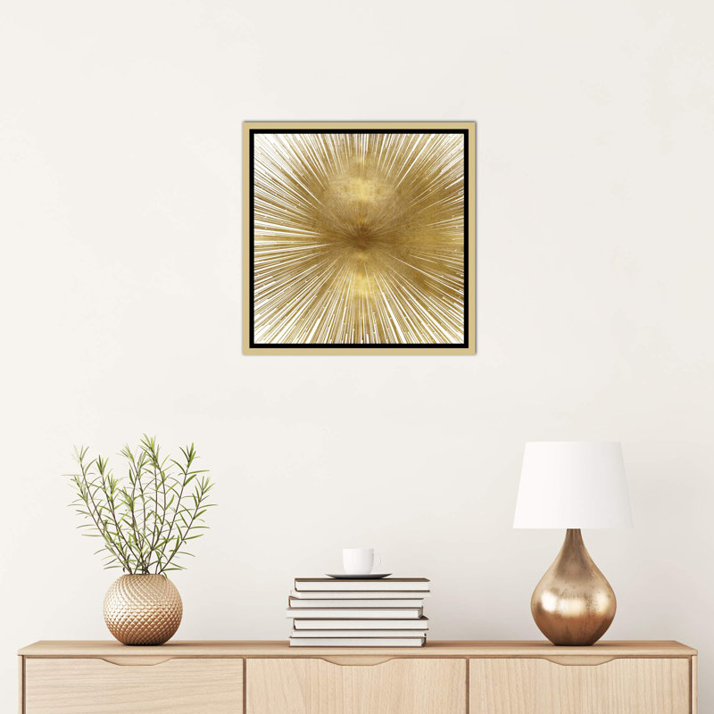 «Radiant Gold» par Abby Young - impression d'art graphique, Toile encadrée d'or, H 18 po x l 18 po x 1,5 po