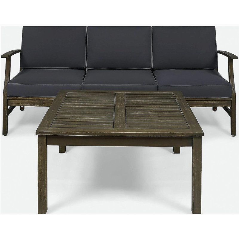 Ensemble de canapé 3 places et table Perla, gris foncé