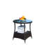 Table basse ronde pour l'extérieur avec 1 table basse en verre trempé transparent