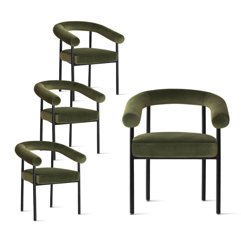 4 Pieces Velvet Dining Chairs, Green