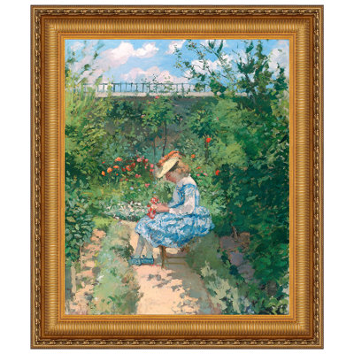 «Jeanne in the Garden, Pontoise, 1872», reproduction de peinture à l'huile sur toile encadrée
