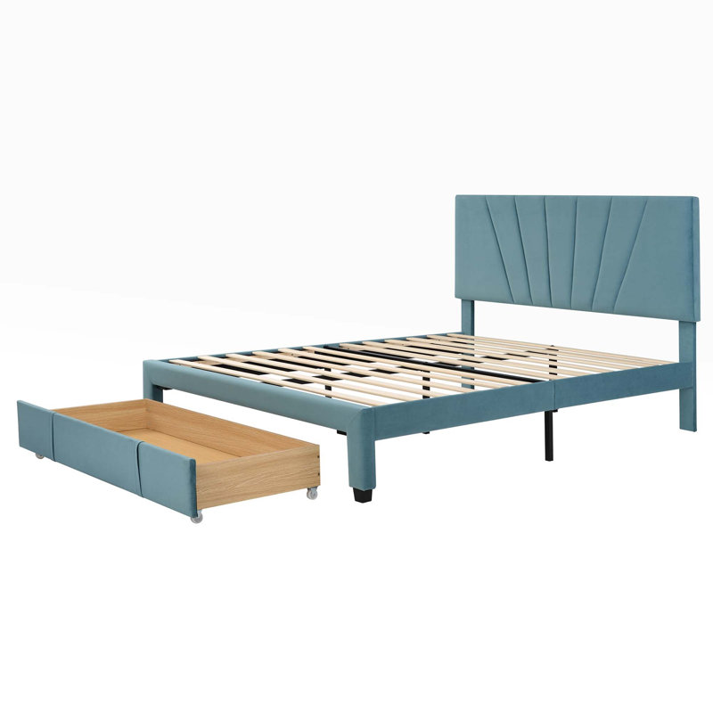 Carshalt Upholstered Platform Storage Bed, Blue
