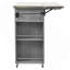 Îlot de cuisine en bois de sapin massif avec comptoir en acier inoxydable, porte-serviettes et ouvre-bouteille, gris