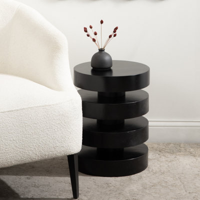 Stacked Solid Wood End Table