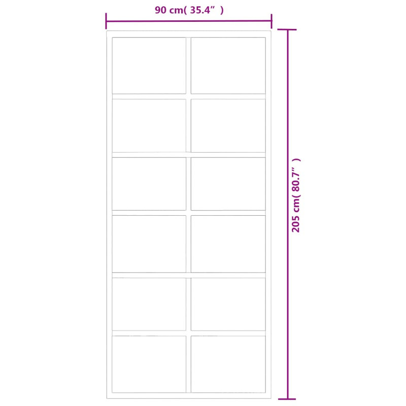 Vidaxl Sliding Door With Hardware Set ESG Glass&Aluminium 102X205 Cm, 205cm H x 90cm W