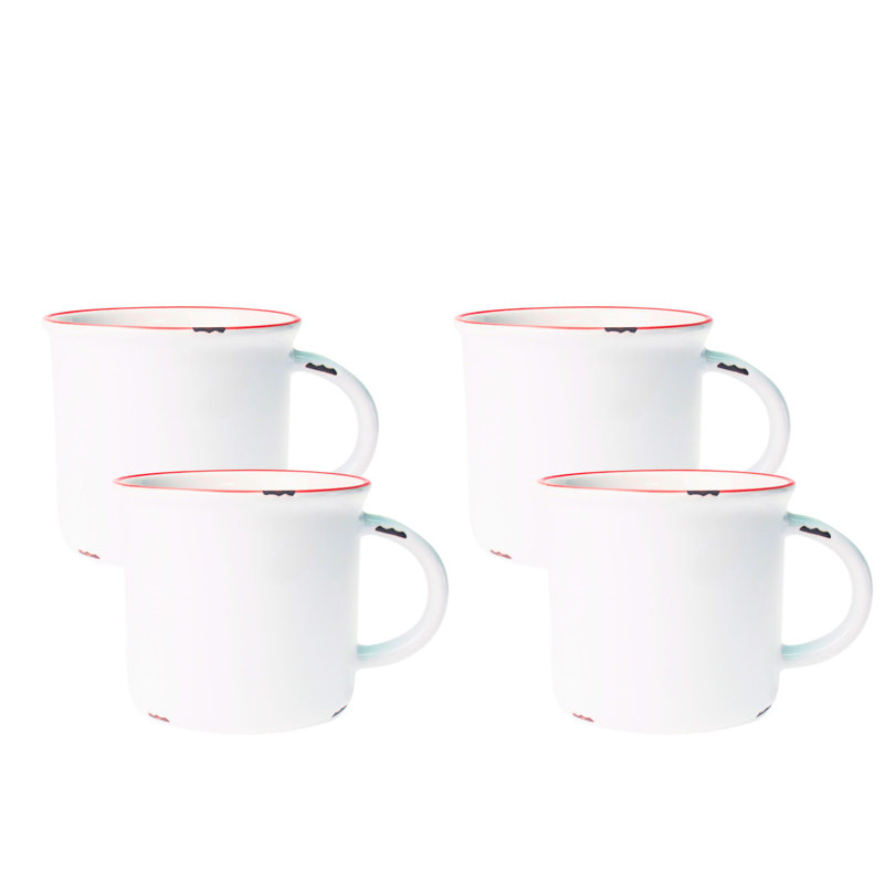 Canvas Home Tinware Stoneware Coffee Mug 16oz, White/Red