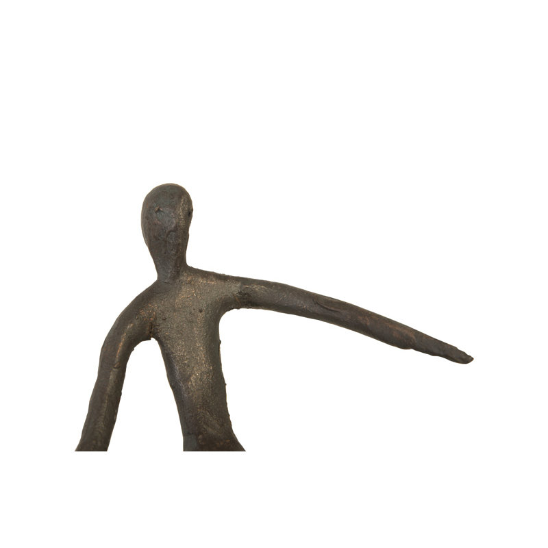 Bronze Metal Figurine on Bleached Wood Base