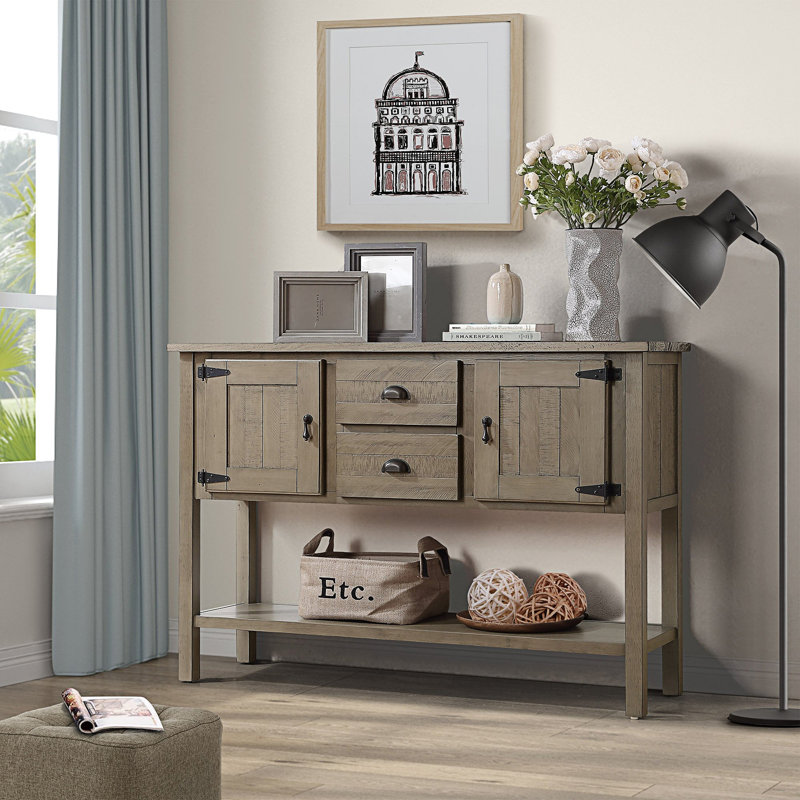 Alcimon Sideboard,Console Table with 2 Drawers and Cabinets,Buffet Server Cabinet, Rustic