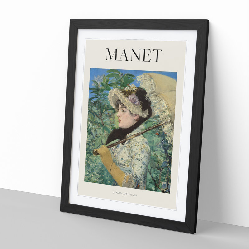 Jeanne Spring by Edouard Manet - Picture Frame Art Prints, Black Framed, 36cm H x 27cm W x 2cm D