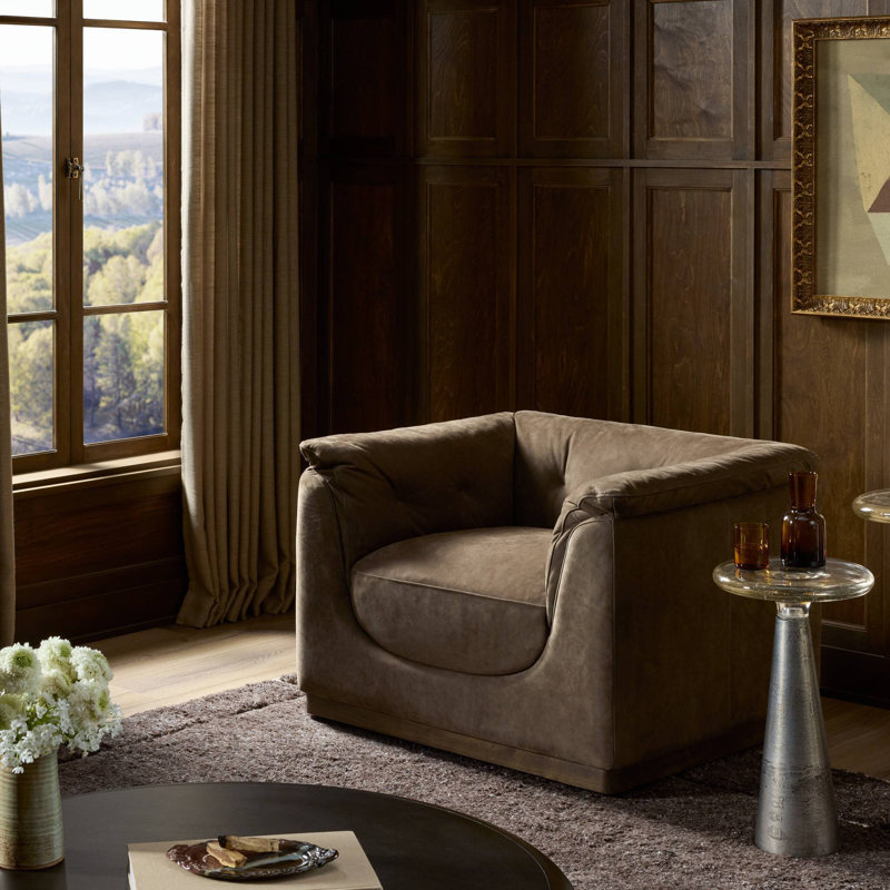 Santino Swivel Chair, Nubuck Cigar