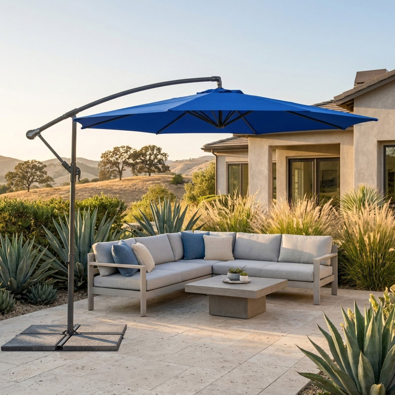Parasol en porte-à-faux 9 pi 6 po Akosha, Bleu de cobalt