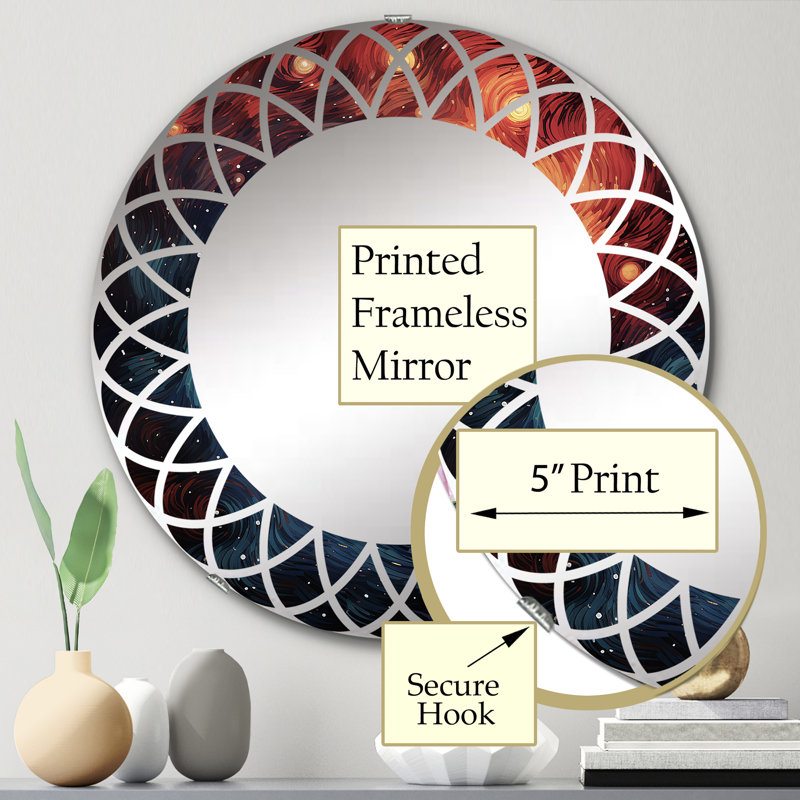 Climsland - Miroir mural abstrait rond, 24 po x 24 po