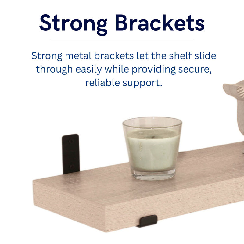 Jackson 3.8cm Chunky Shelf with Sit-On Brackets, Oak, 3.8cm H x 60cm W x 20cm D
