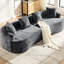Canapé incurvé, petit modèle en chenille avec 3 coussins, idéal pour appartement, gris, mousse mémoire, sans montage, assise profonde, soutien en mousse, assemblage facile, tissu résistant aux animaux-128007761