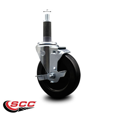 Hard Rubber Swivel 1 Inch Expanding Stem Caster with Brake SCC