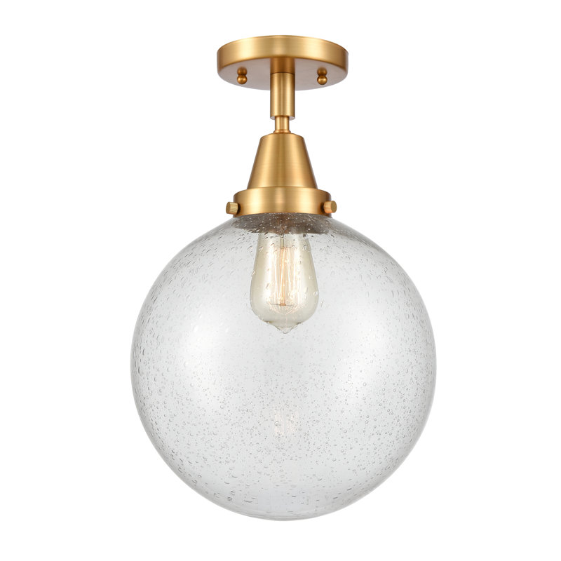 Plafonnier encastré en verre Amede, Grainé, H 12,5 po x l 10 po x P 10 po, Or satiné