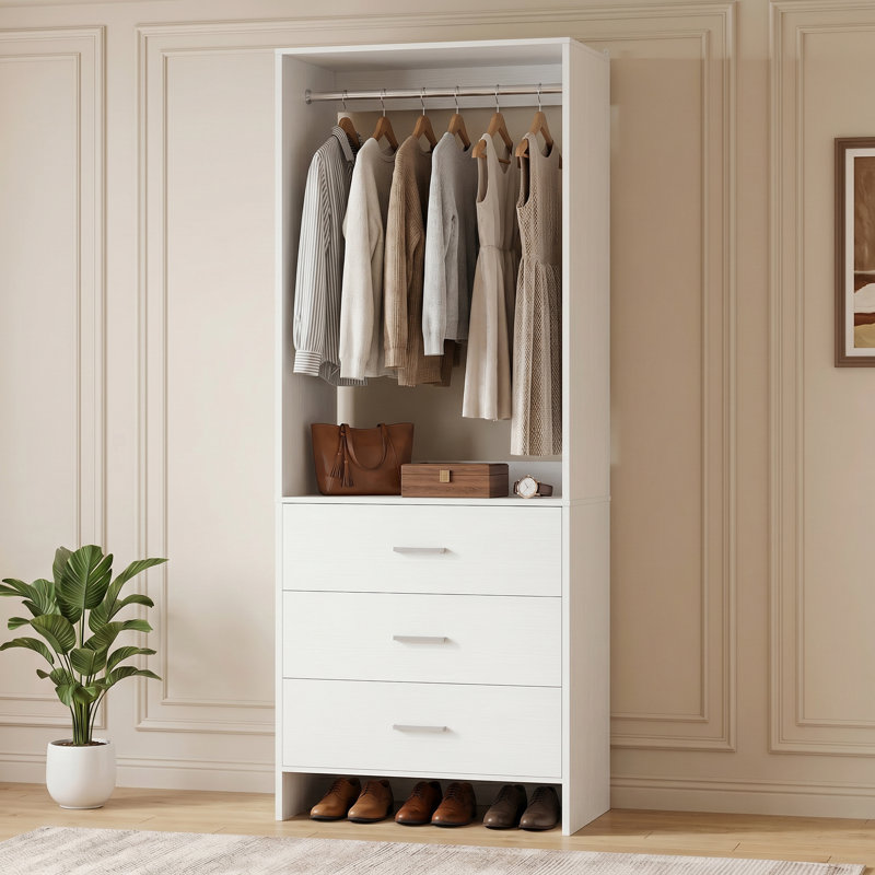 24'' W Closet System with Wooden Drawers, White