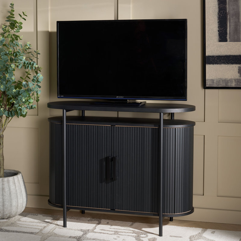 Meuble télé compact Etka Tambour Doors, Noir
