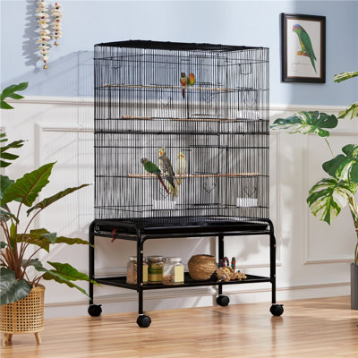 Essman 53'' Metal Flat Top Floor Bird Cage with Wheels