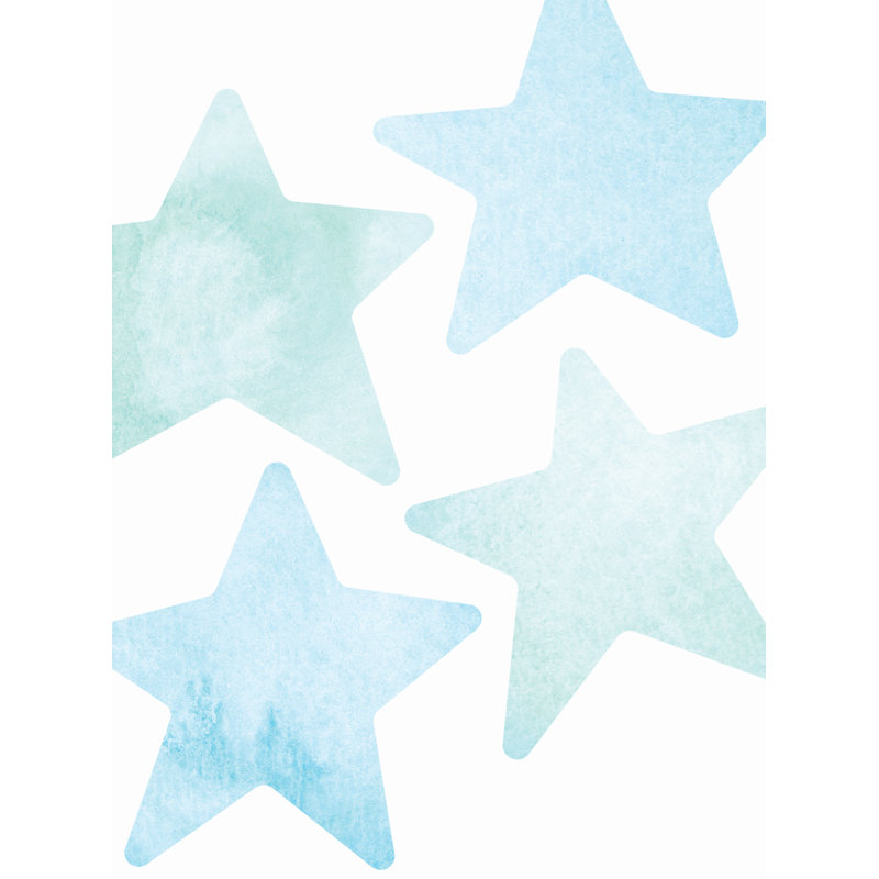 Autocollants muraux étoiles aquarelles, Bleu menthe