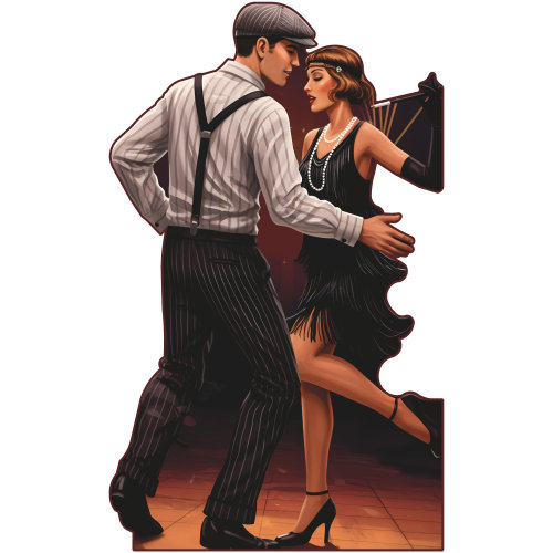 SP13485 «Dancing Roaring 20s 1920s» Couple en carton découpé debout