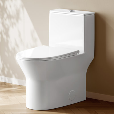 One Piece Toilet For Bathroom, Modern Bathroom Toilet with Dual Flush 1.1/1.6 Gpf Fully Skirted Toilets(Soft Close Seat)