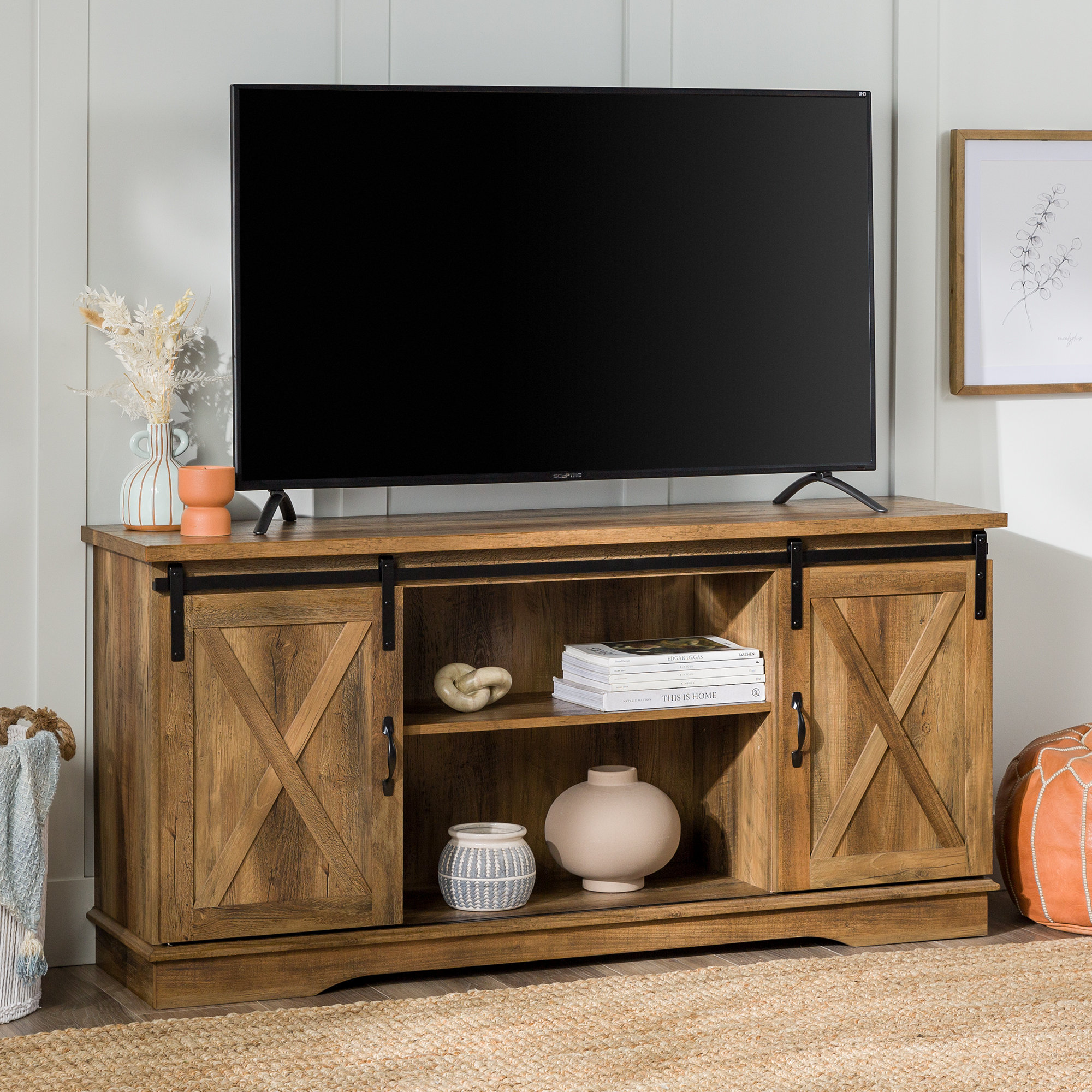 Sand Stable Carterton Sliding Door TV Stand for TVs Reviews Wayfair
