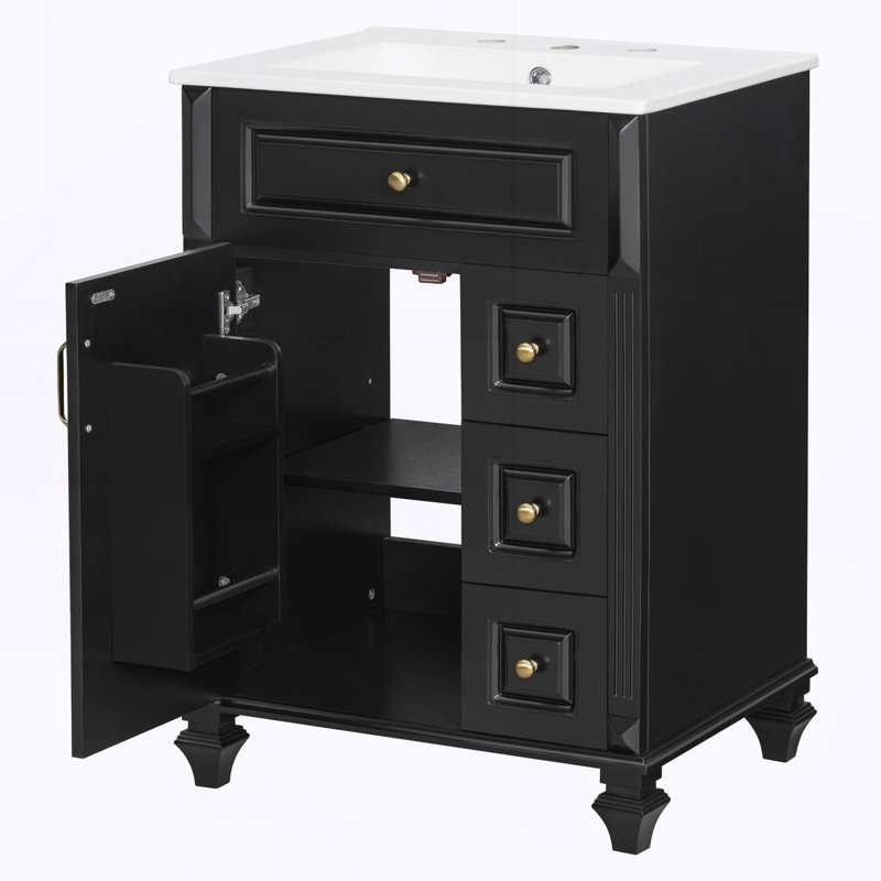 Meuble-lavabo 24 po avec lavabo, Noir