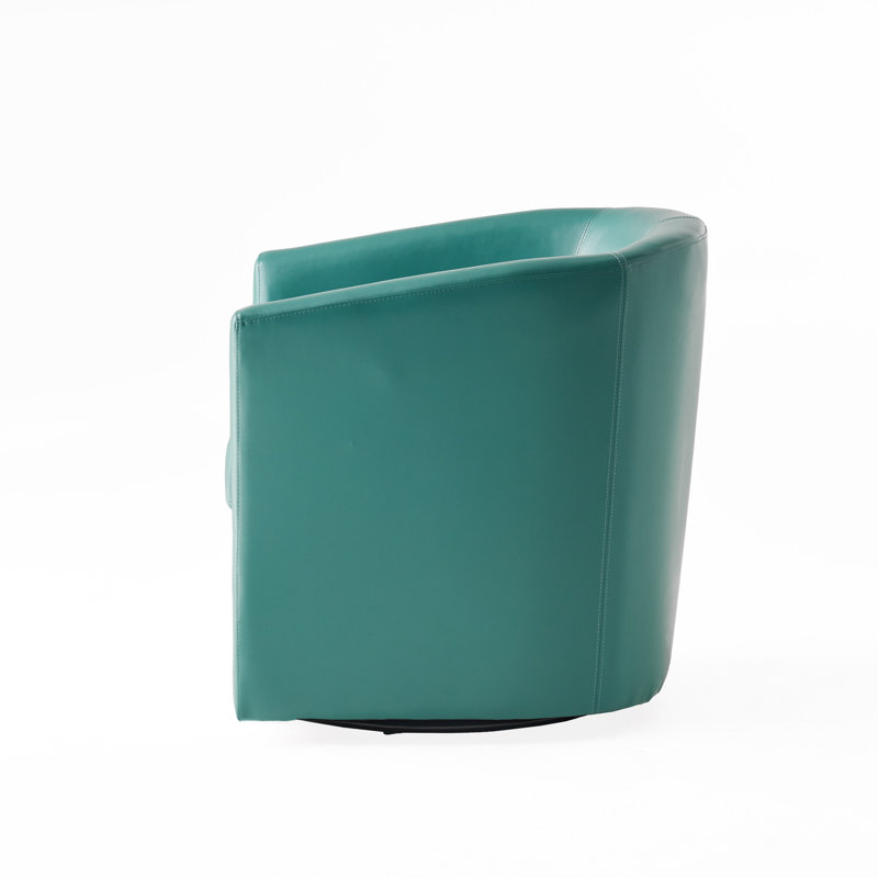 Fauteuil demi-tonneau pivotant en similicuir, Turquoise