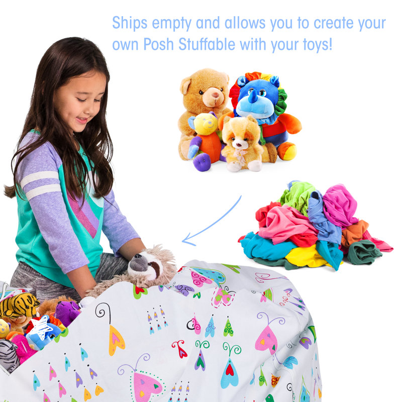 Kids Bean Bag Chair Cover - Stuffed Animal Storage & Toy Organizer with Zipper - Plush Storage Kids Bean Bag Cover only for Toddlers and Children's Rooms - Organizes Pillows, Blankets, and Stuffies - Multiple Colors, Sizes, and Fabrics
