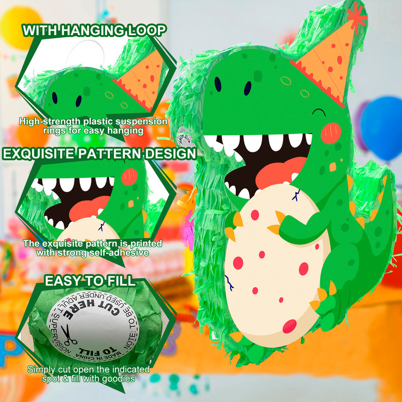 Dinosaur Piñata, 15.7'' Dino Themed Party Pinata Bundle