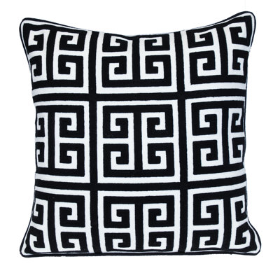 Black 100% Cotton Interlocking Zippered Pillow