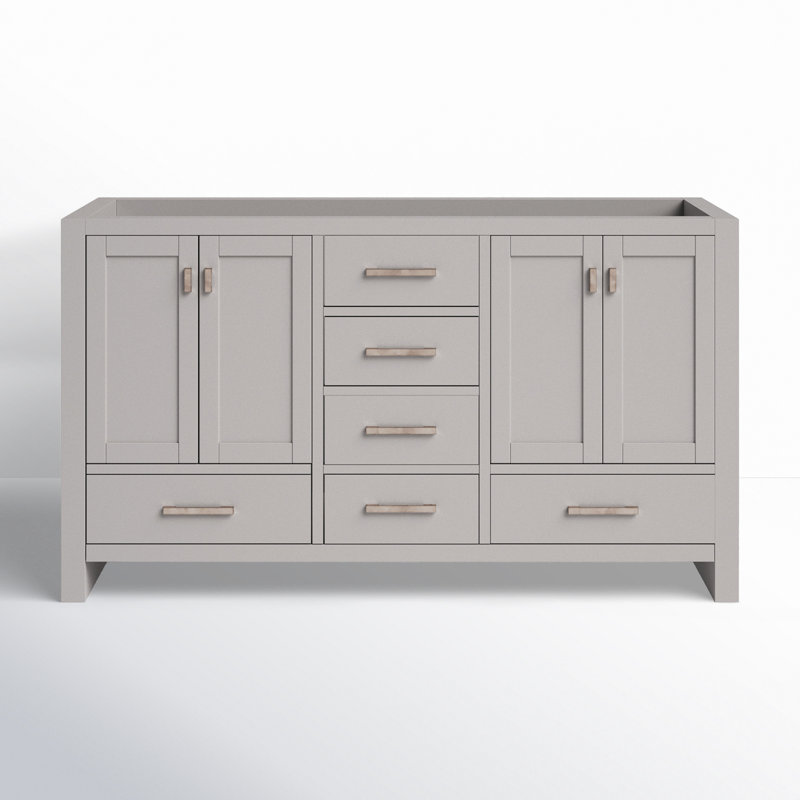Modero 60'' W Double Bathroom Vanity Base, Chilled Gray