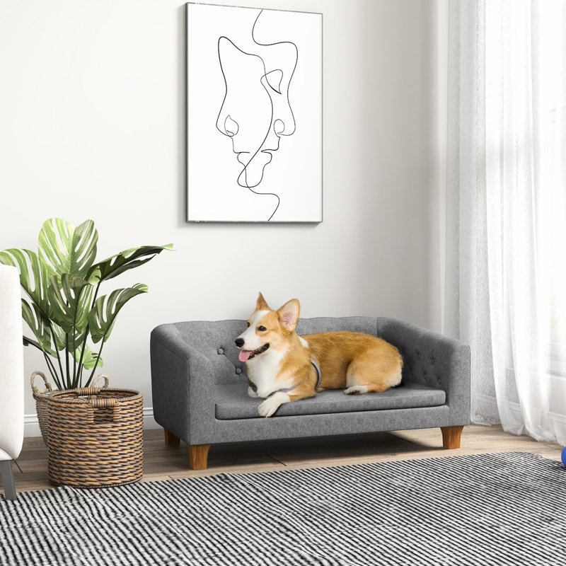 Canapé gris surélevé pour petits et moyens chiens