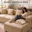 Modern Oversized 262cm Boneless Corner Sofa L-Shaped Chenille Sofa With Storage Pockets-131208776-131208779