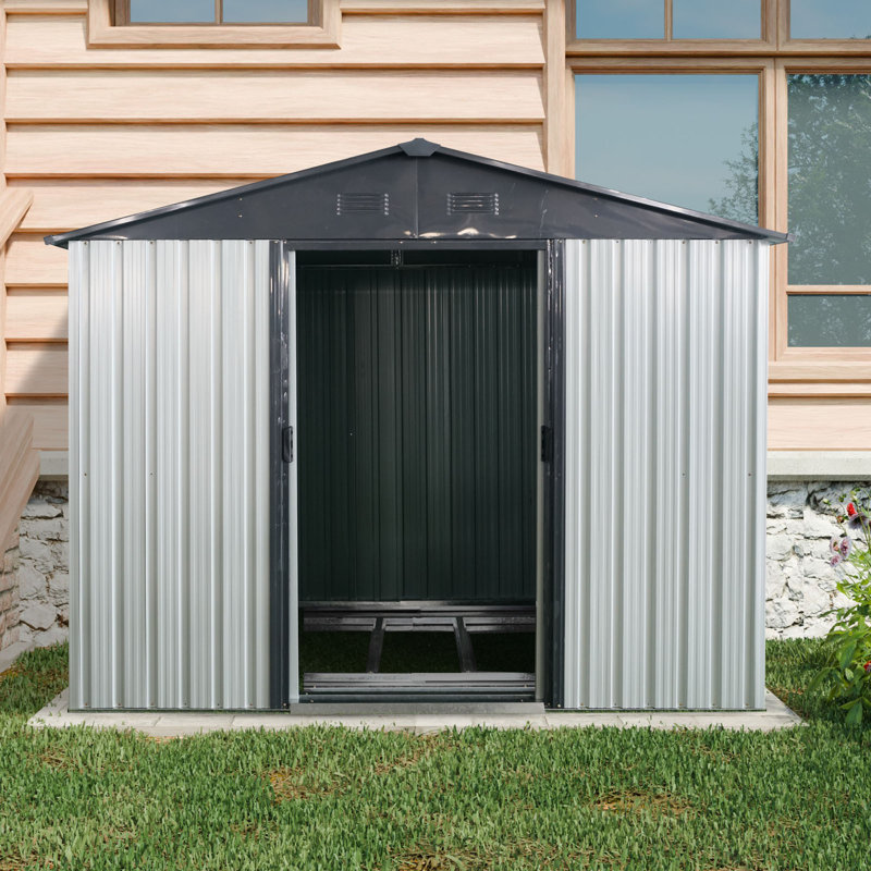Remise de rangement extérieure 8 x 4 en métal blanc et noir