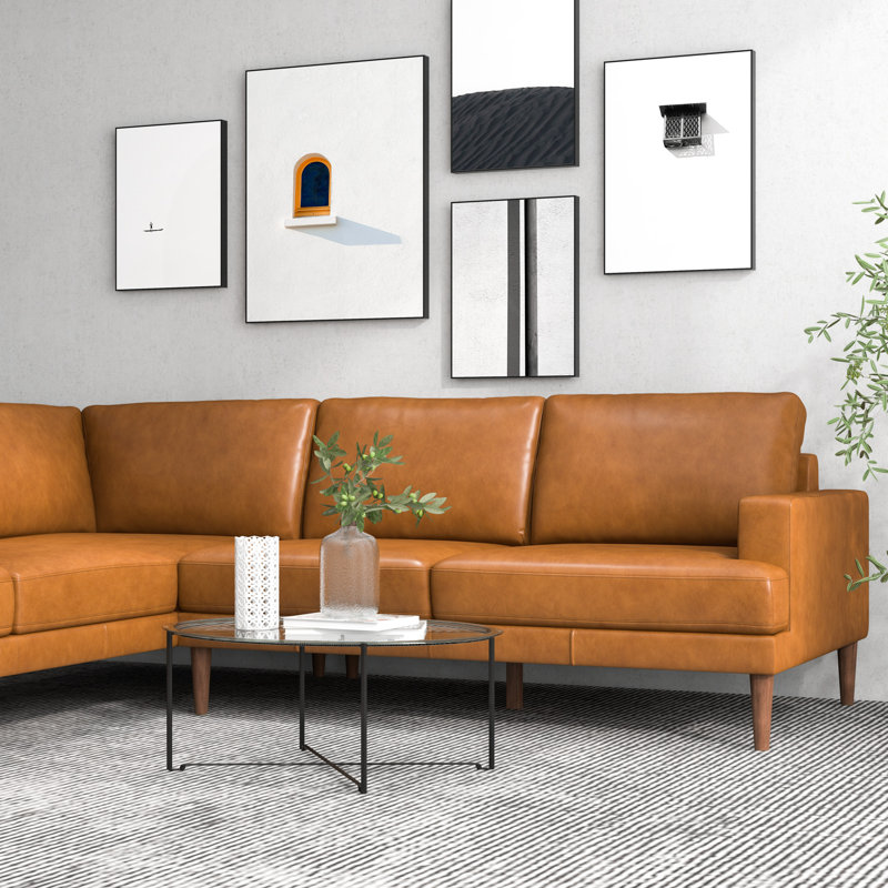 Canapé modulaire en cuir véritable Amarra, Face à la gauche