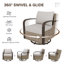 Ensemble de chaises berçantes pivotantes en osier avec coussins (ensemble de 2)-102336892