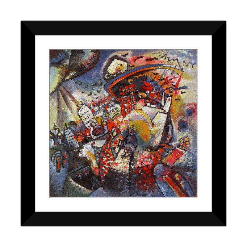"Moscow" par Wassily Kandinsky, impression sur toile, Papier d'art encadré noir, Blanc, H 16 po x l 16 po x P 1 po