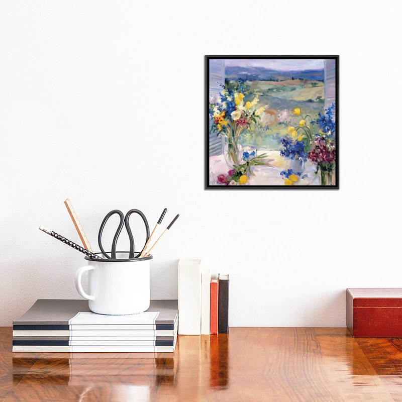 «Tuscany Floral» par Allayn Stevens, reproduction d'art, H 12 po x l 12 po x P 1 po, Encadrement noir décoloré