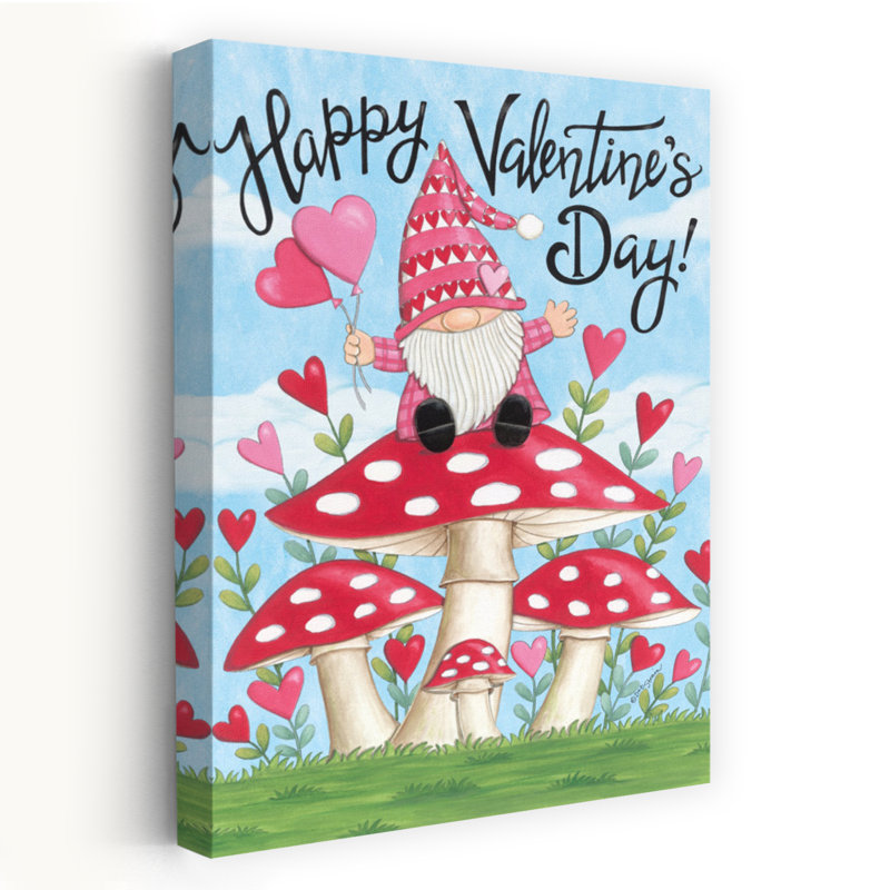 Art de printemps fantaisiste gnome de la Saint-Valentin, H 48 po x l 32 po