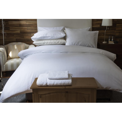 Plain Dye 540 TC Egyptian-Quality Cotton Cotton Striped Duvet Cover Set with Pillowcases