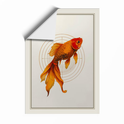 Goldfish in Ripples Japandi - Framed Print