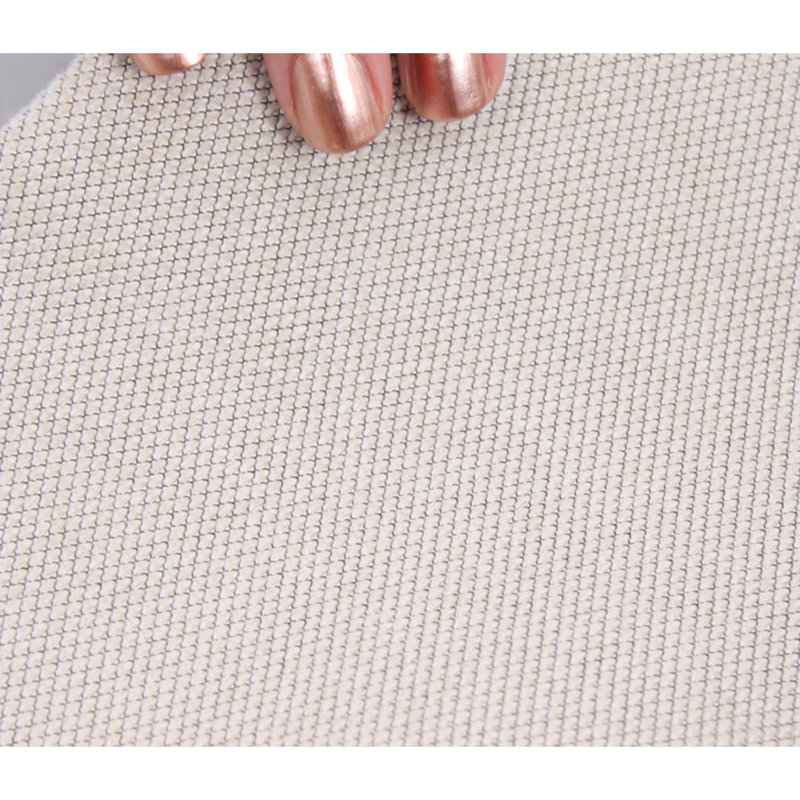 Bohemian Pouffe with Copper Coated Iron Legs, Cream Color, 16.5 x 15.7 inches | 50% Cotton / 50% Linen Fabric, 2.0-inch Thick 35 DNS Orthopedic Sponge | Stylish & Functional Accent for Home & Hotel Decor