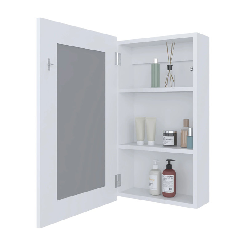 Armoire à pharmacie noire avec miroir inclus, Blanc