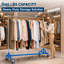 Portant à vêtements roulant en métal robuste, portant portatif à une seule barre avec roulettes verrouillables, présentoir à vêtements autoportant, disponible en plusieurs couleurs pour une utilisation domestique et commerciale-1084635939