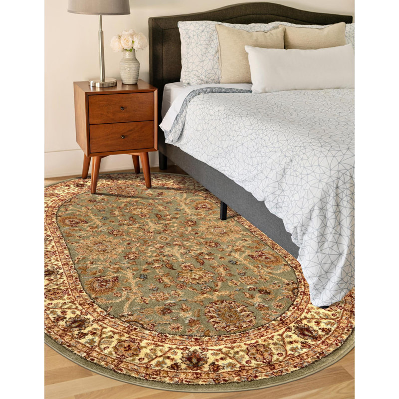 Tapis oriental vert clair Niles, Oval 4'1" x 6'1"